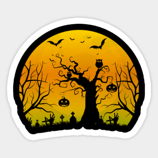 Spooky Moon Halloween Witch Monster Ghost Pumpkin Sticker